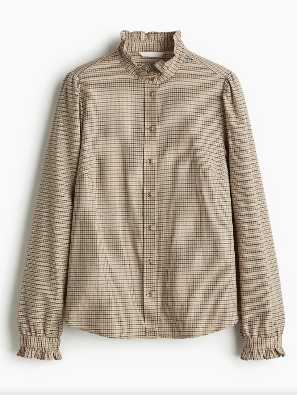H&M Ruffled Collar Button-Front Plaid Blouse - Size Xl